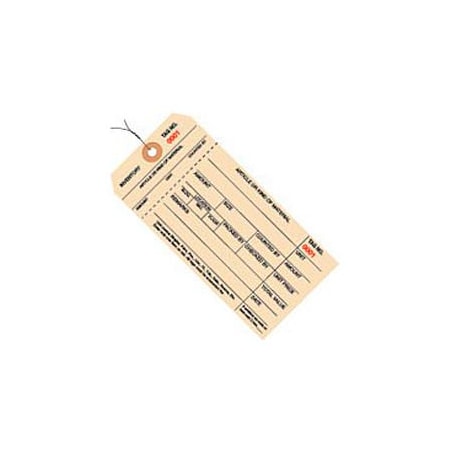 Box Packaging 1 Part Stub Style Inventory Tags, 7000-7999, Pre Wired, #8, 6-1/4"L x 3-1/8"W, 1000/Pack G18083